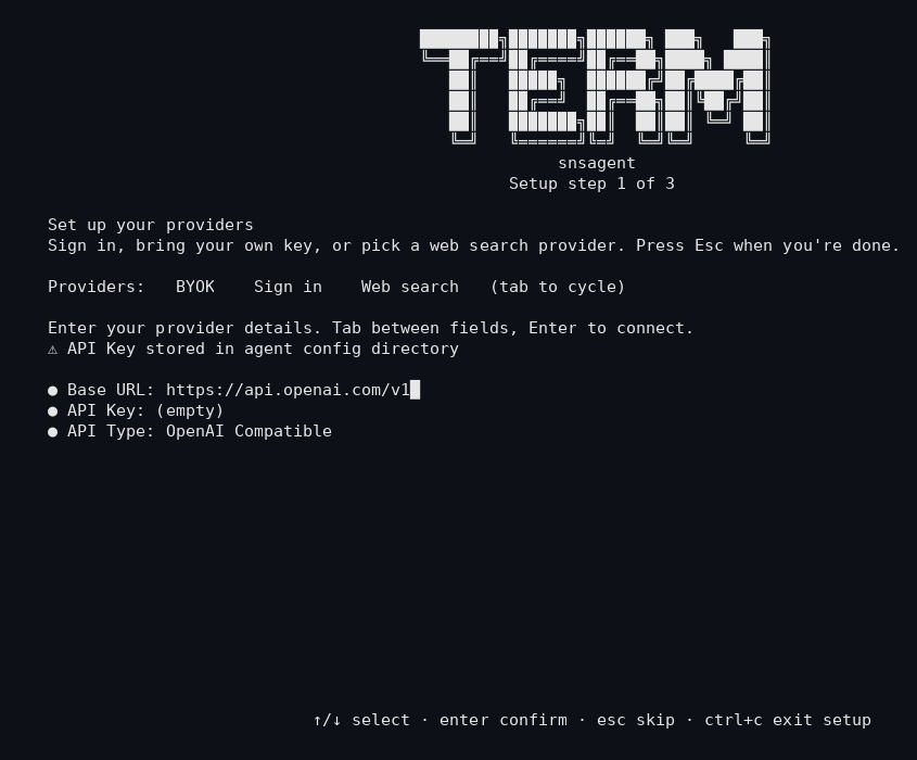First-run setup wizard